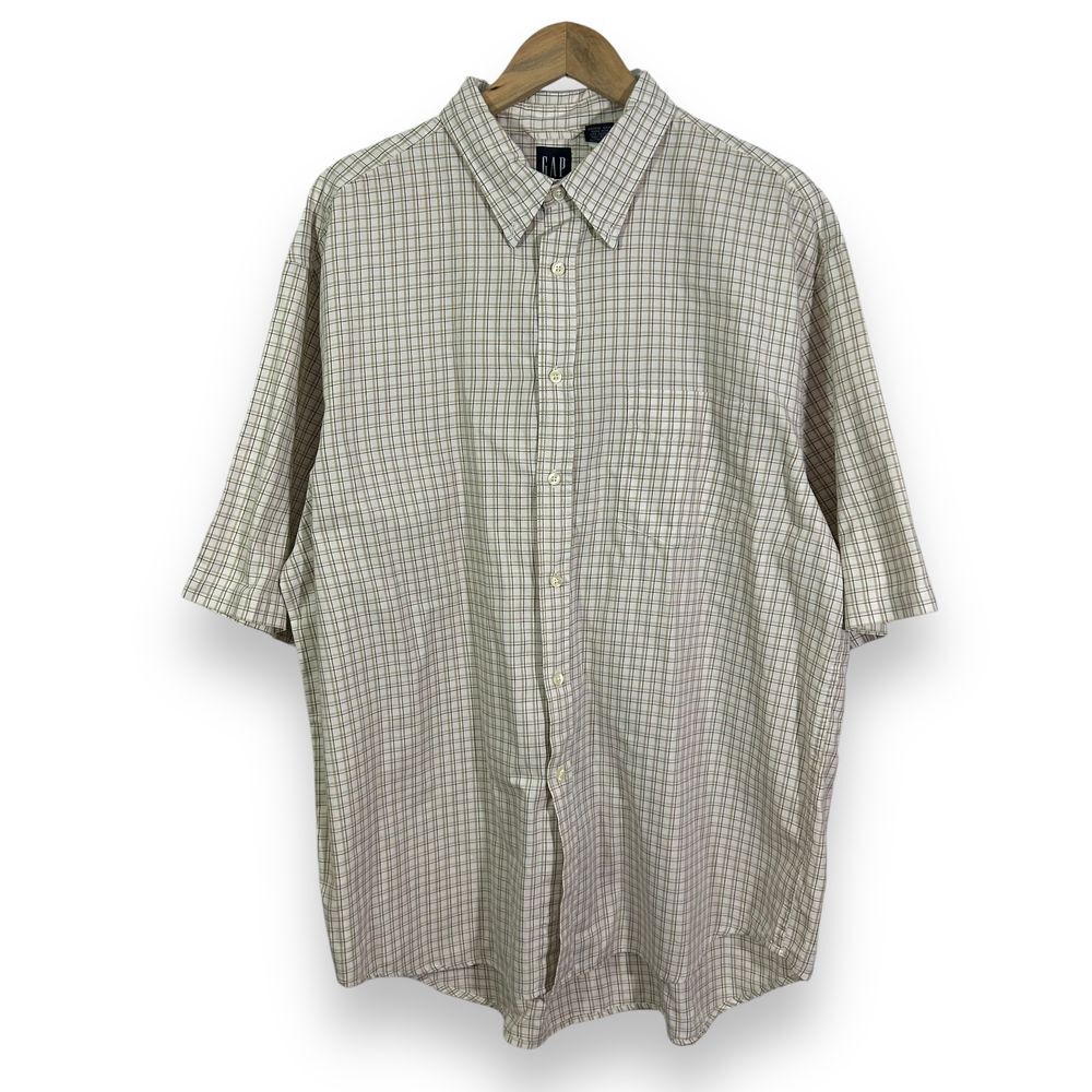 GAP Classic‎ Checkered Short Sleeve Button-Down Shirt Casual Cotton Mens XXL
